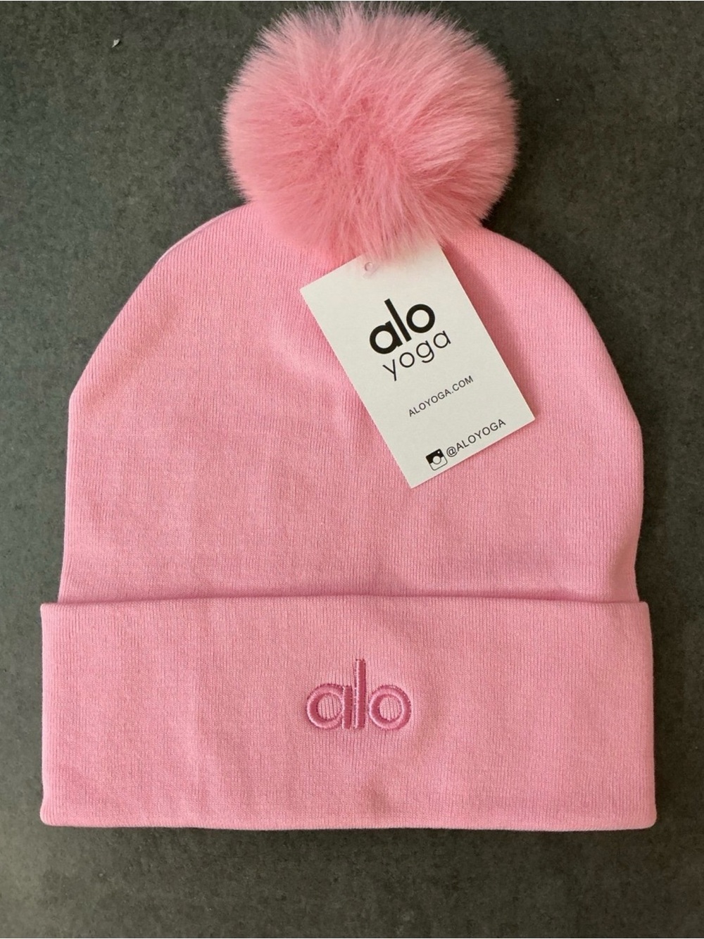 Alo Yoga pink women’s Beanie with Pom
